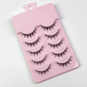 5 pairs of manga style fake eyelashes, Japanese manga style short eyelashes, black hard stem
