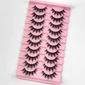 10 pairs of Japanese manga style thick eyelashes 12mm hard stem cosplay eyelashes